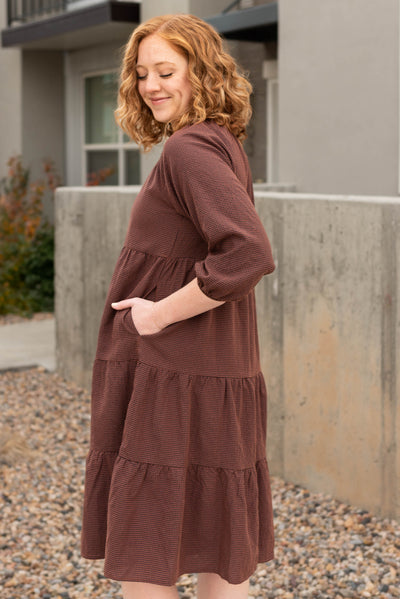 Rust tiered midi dress