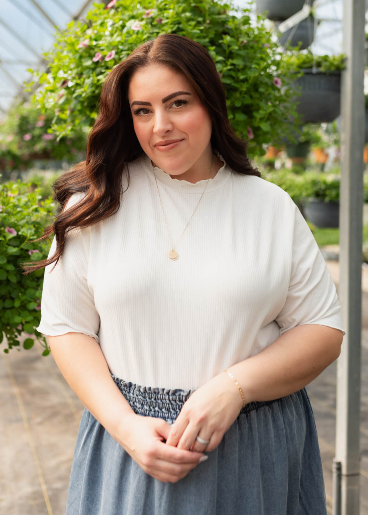 Plus size ivory textured knit top