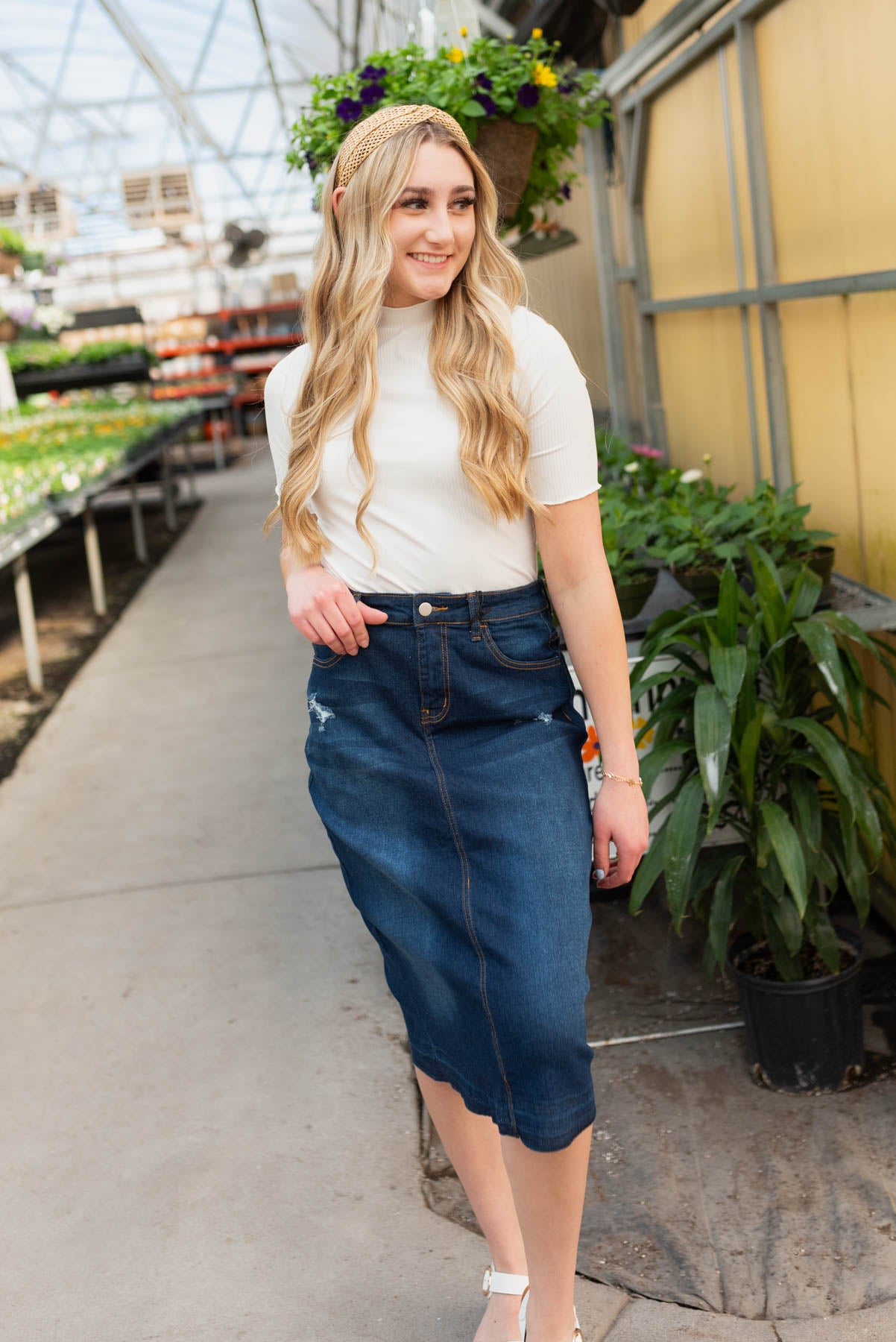 Ivory textured knit top