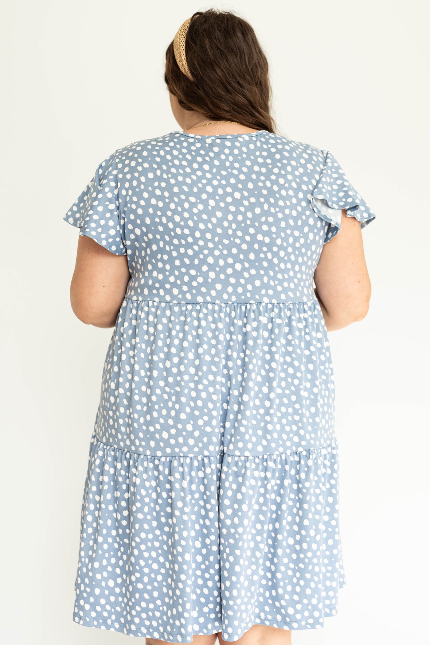 Plus size knee length blue dress