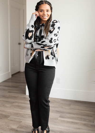 Small grey leopard cardigan