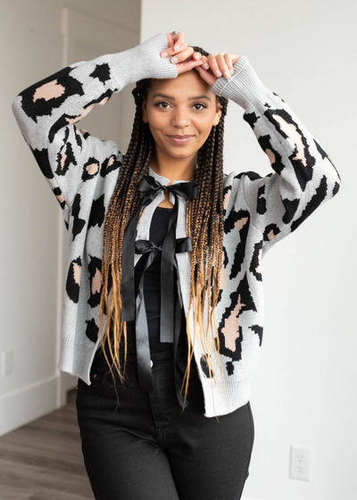 Grey leopard cardigan