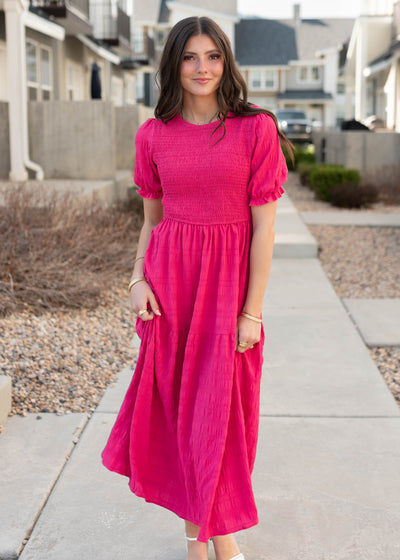 Hot pink tiered dress