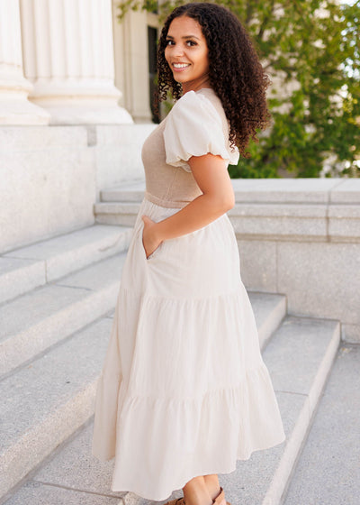 Side view of the rib knit dress