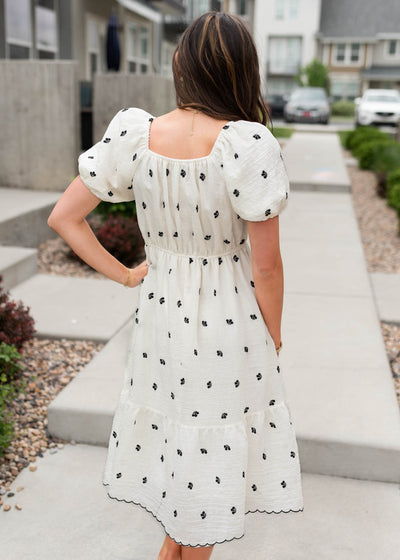 Marissa Ivory Embroidered Floral Dress