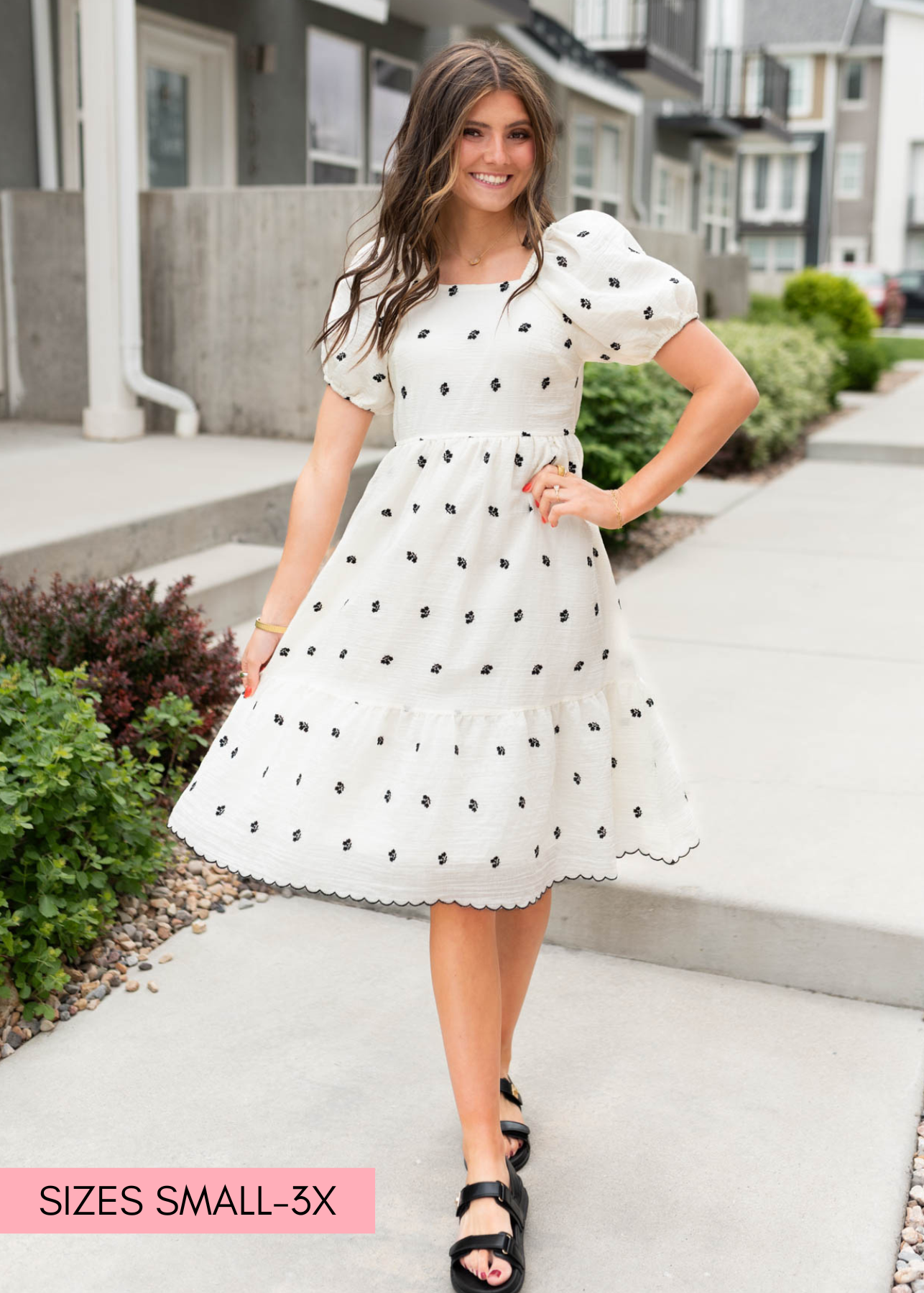 Marissa Ivory Embroidered Floral Dress
