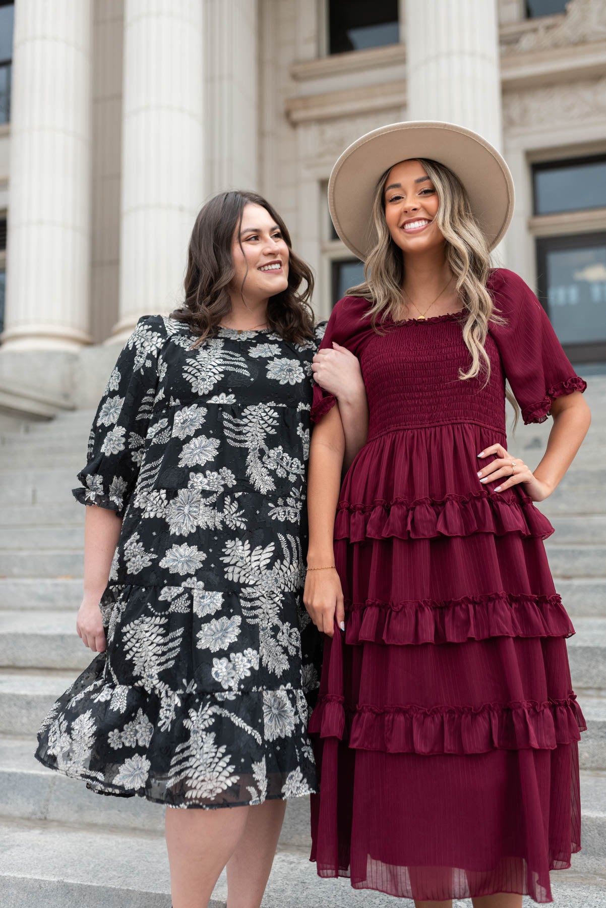 Marla Burgundy Tiered Dress