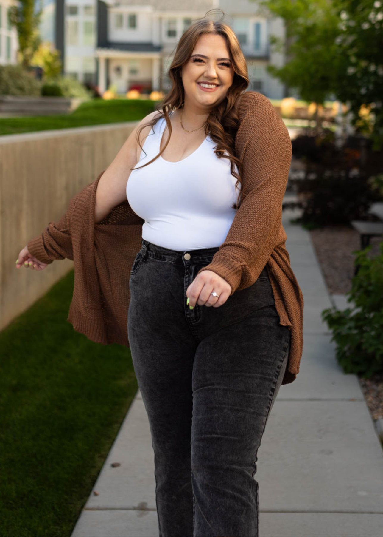 Open plus size coco cardigan with long sleeves