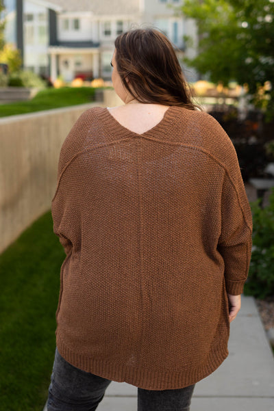 Back view of a plus size coco cardigan