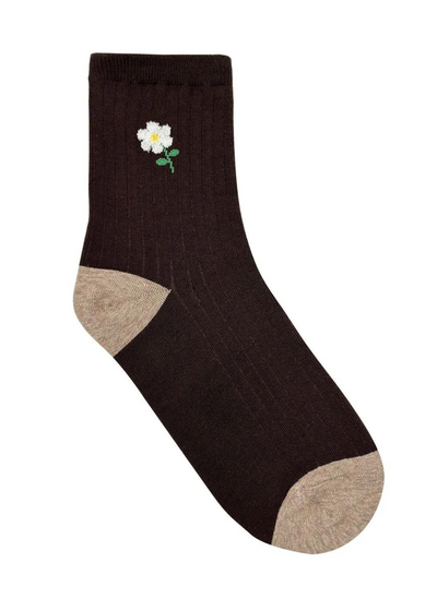 Brown flower socks