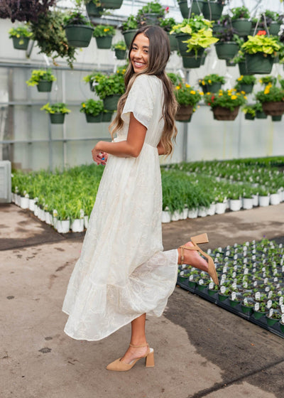 Mayla Cream Embroidered Floral Dress