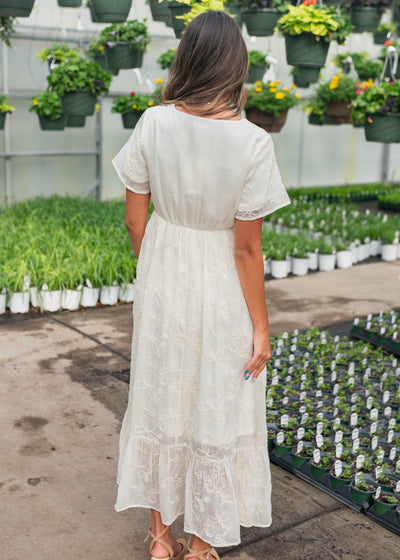 Mayla Cream Embroidered Floral Dress