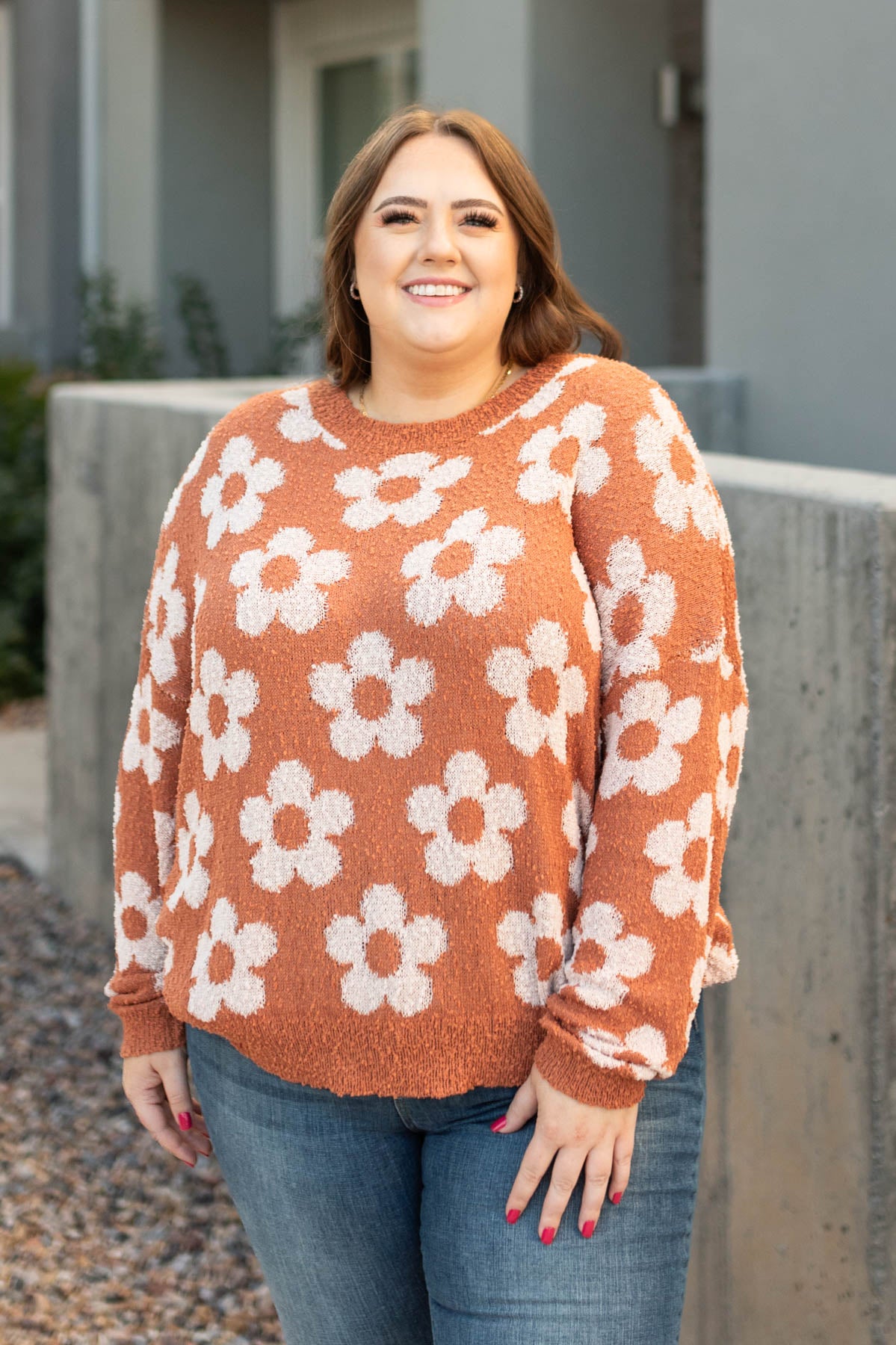 Plus size caramel sweater with long sleeves