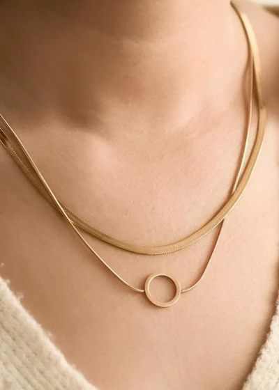 18K gold plated layer necklace