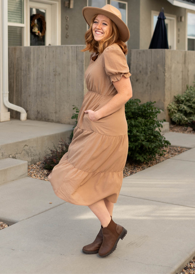 Side view of a brown dress
