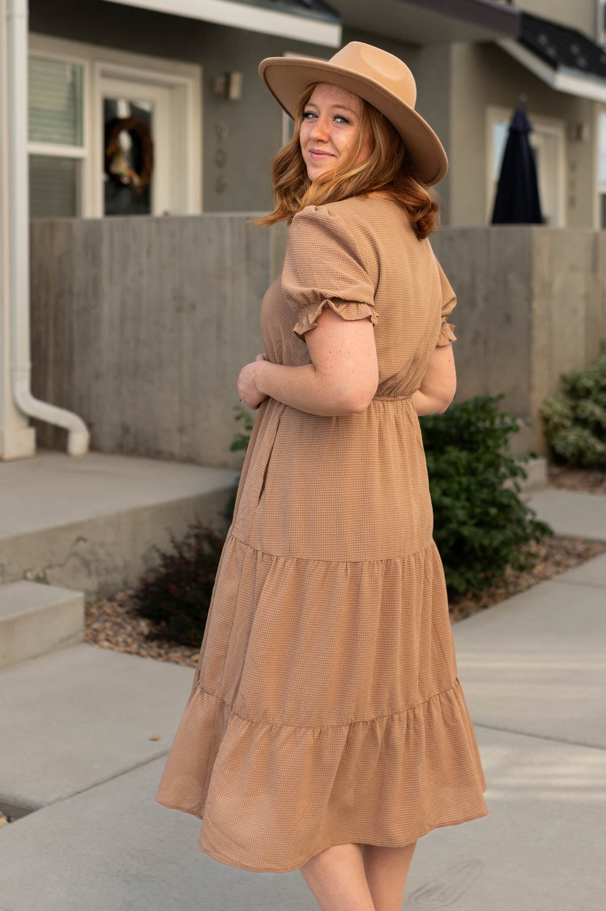 Side view of a brown dress