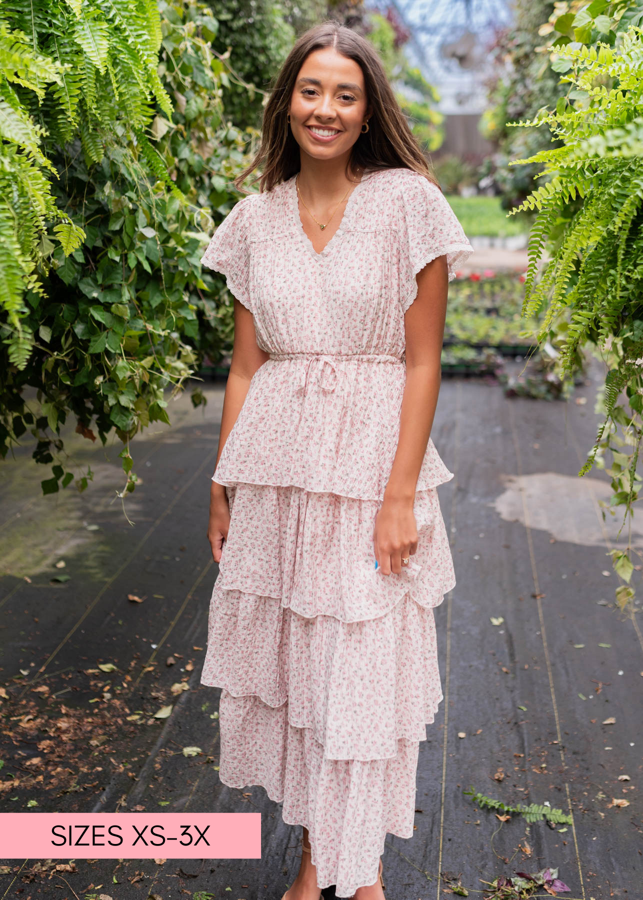 Blush rose tiered ruffle dress