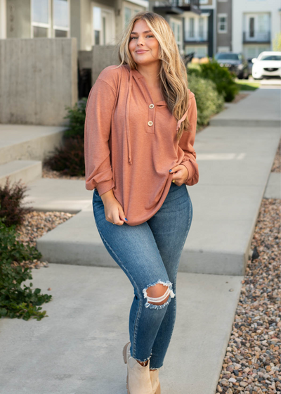 Long sleeve brick hoodie