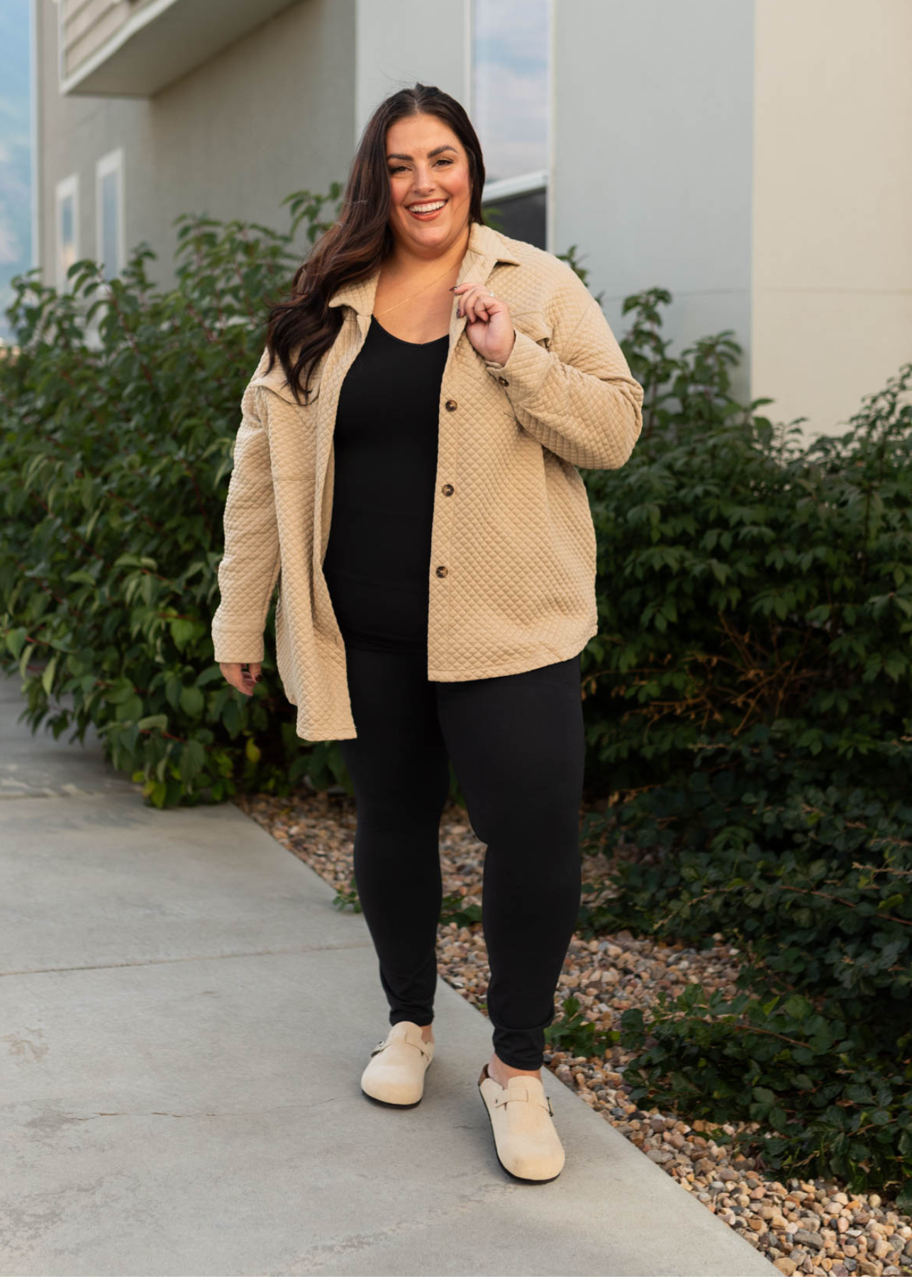 Plus size khaki retro shacket