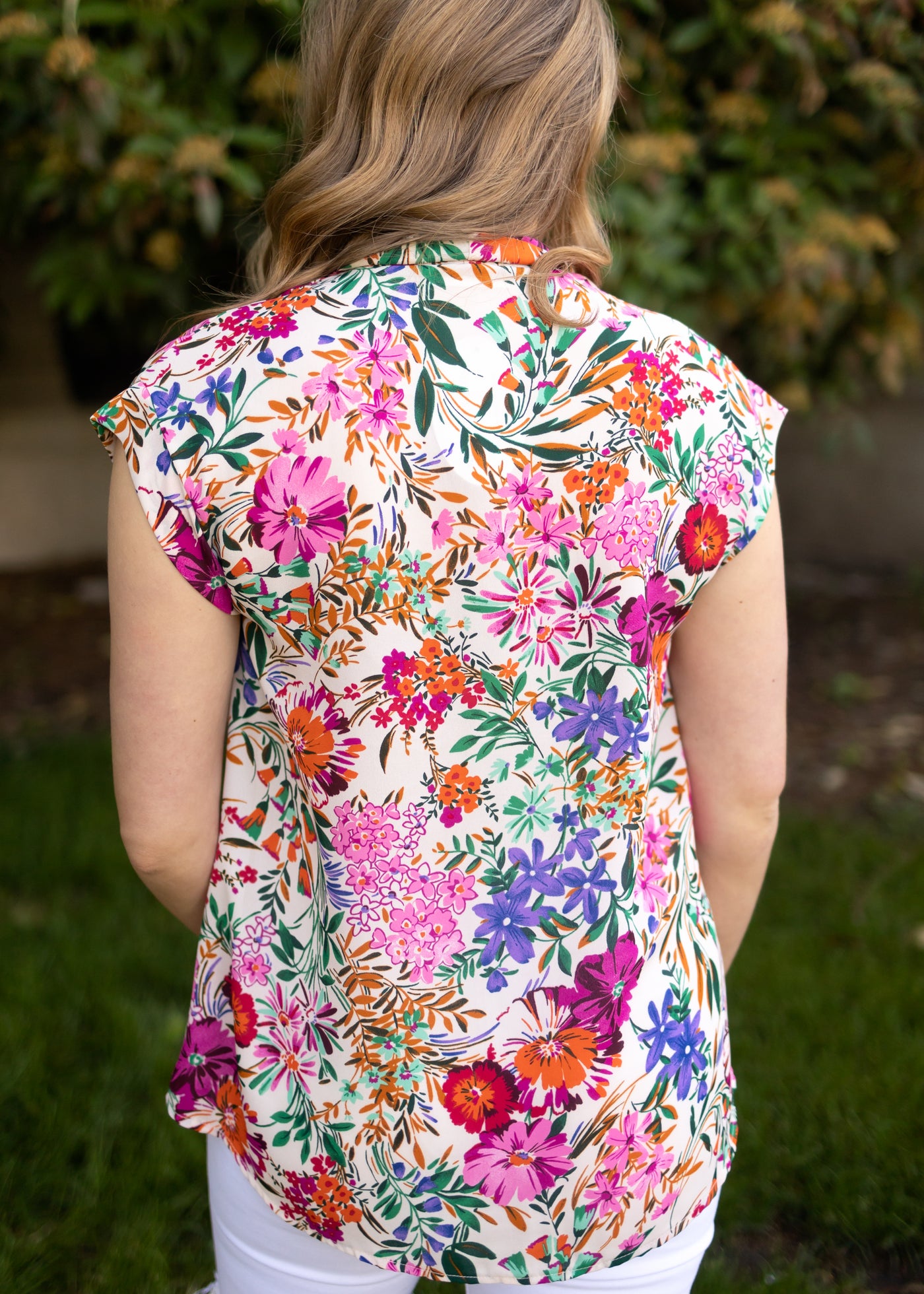 Back view of a floral top