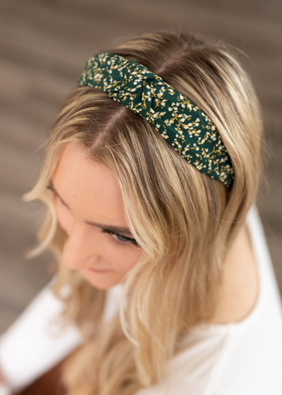 Dark green floral headband