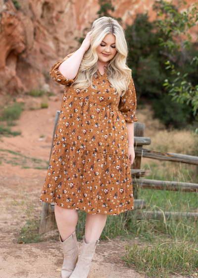 Plus size camel dress