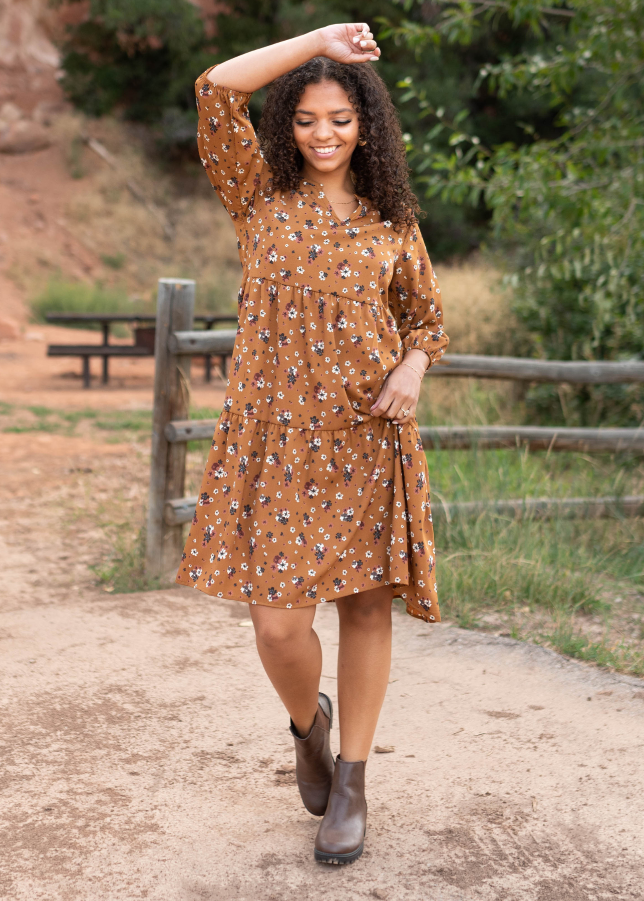 Perla Camel Dress