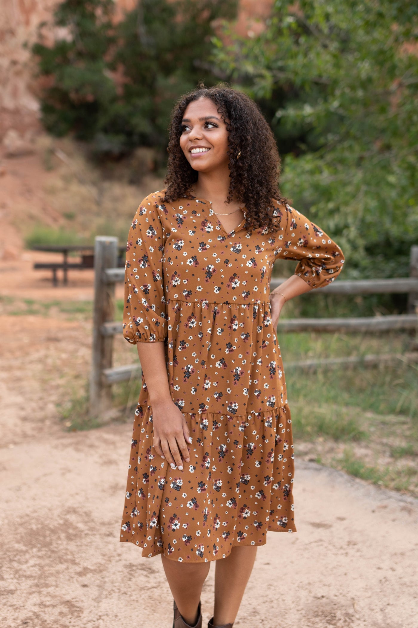 Perla Camel Dress