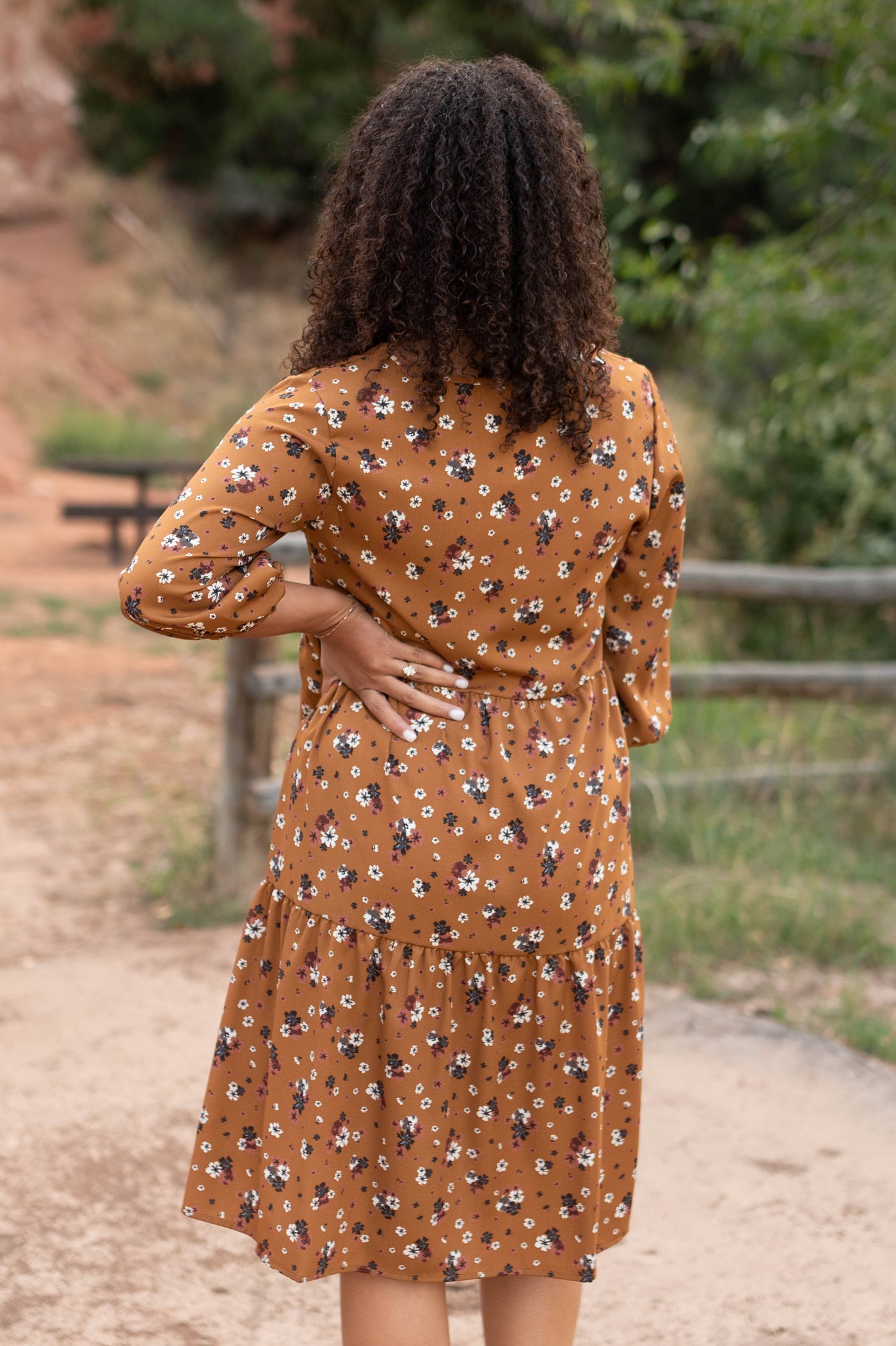 Back view of the camel dress