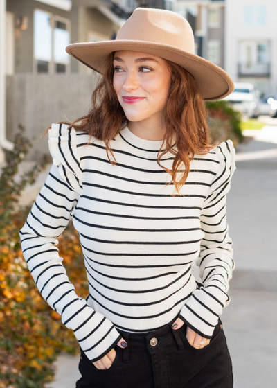 Perri Cream Stripe Bodysuit