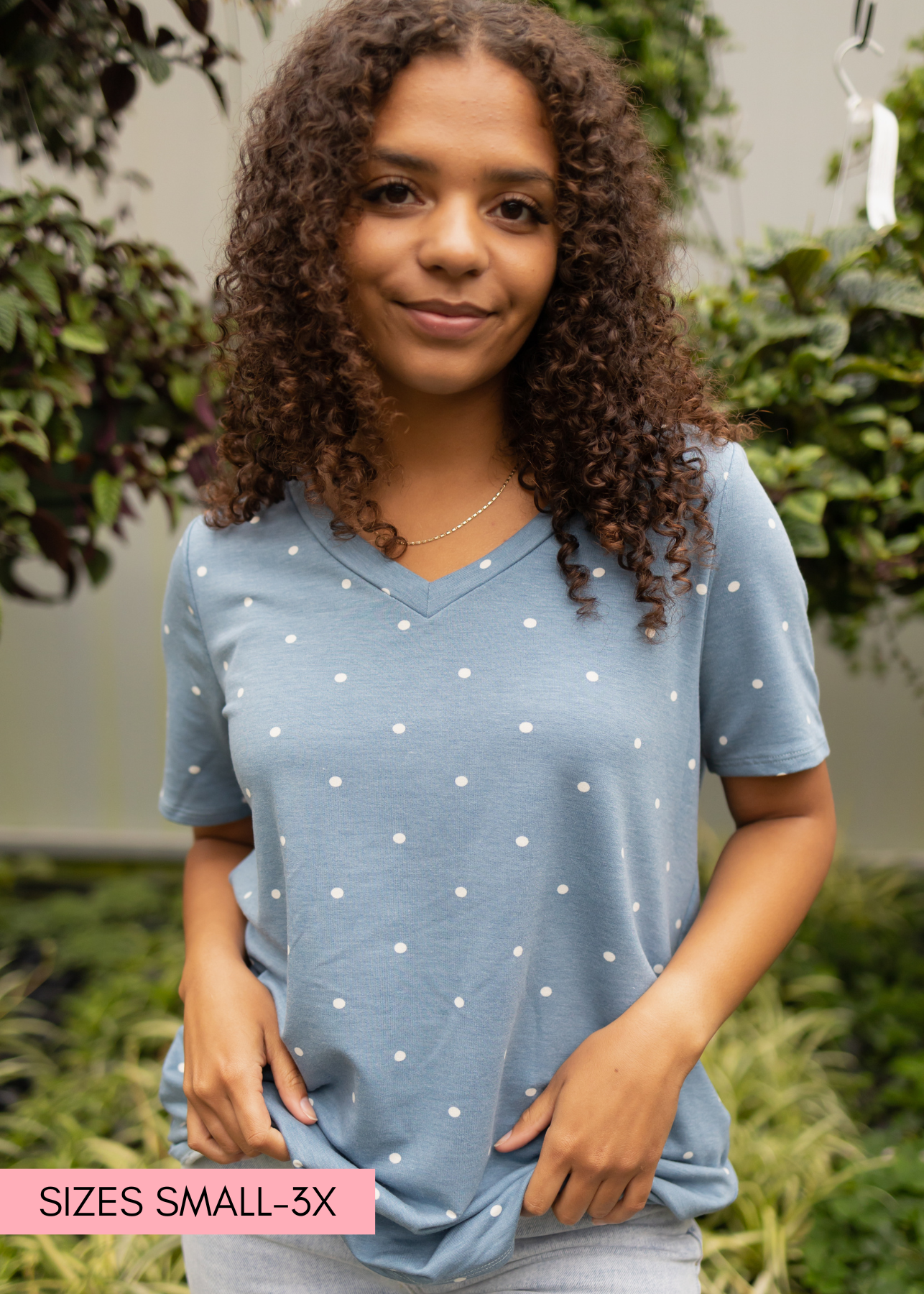 V-neck chambray top