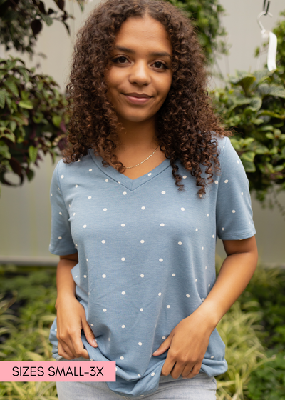 V-neck chambray top
