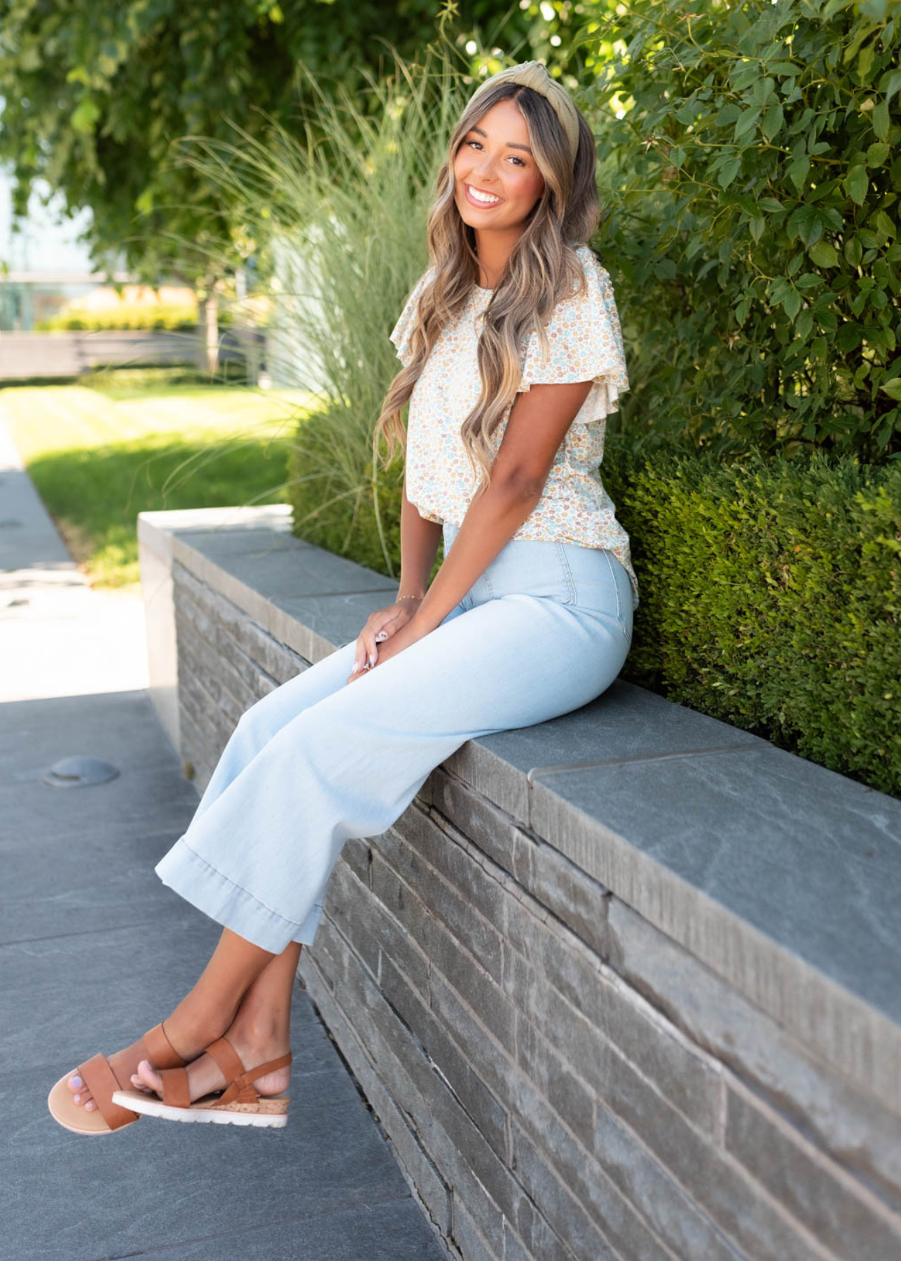 Sage floral top