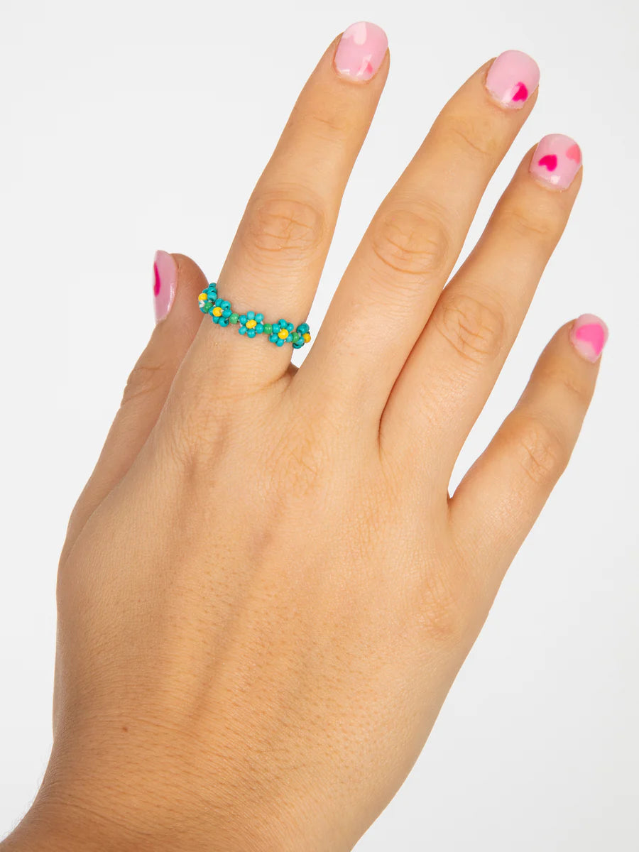 Daisy Turquoise Beaded Ring