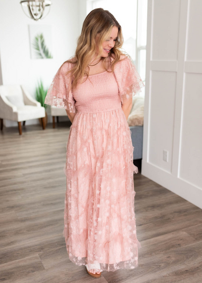 Raelynn Dusty Rose Embroidered Dress