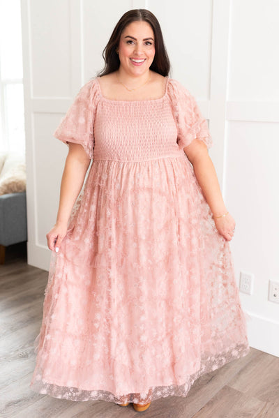 Raelynn Dusty Rose Embroidered Dress