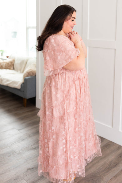 Raelynn Dusty Rose Embroidered Dress