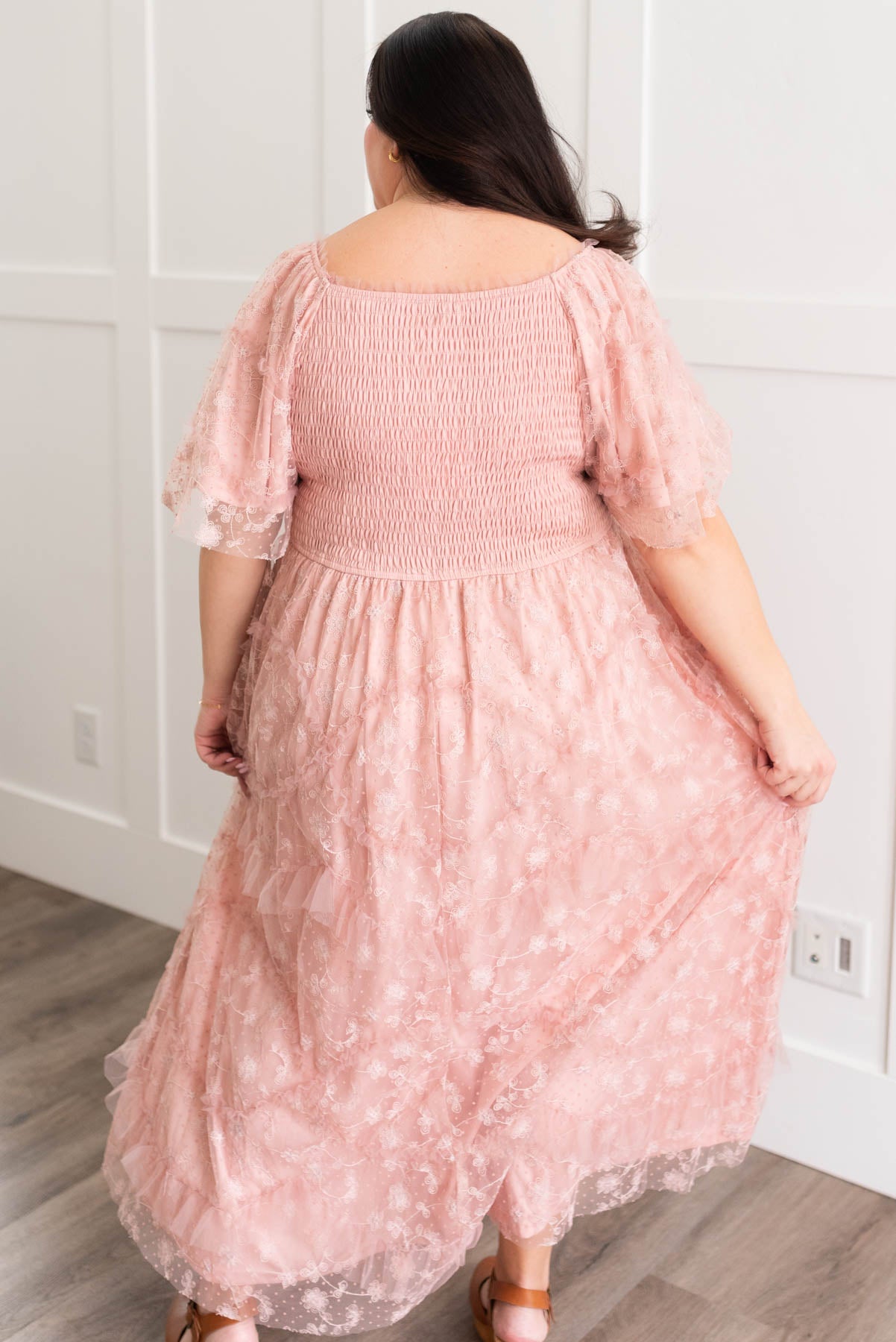 Raelynn Dusty Rose Embroidered Dress