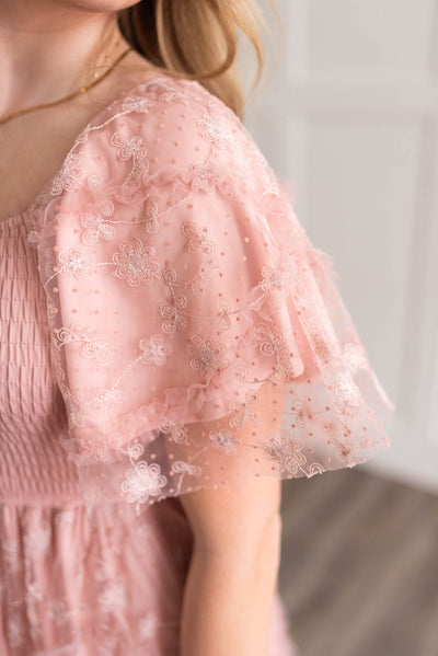 Raelynn Dusty Rose Embroidered Dress