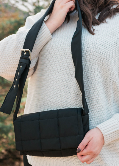 Black puff cross body bag