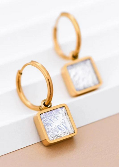 18K gold dipped gem drop earrings