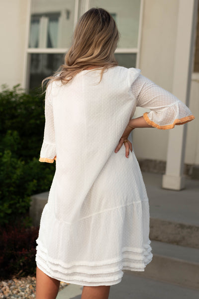 Back view of a white dress