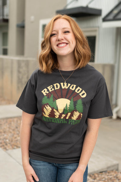 Redwood national park charcoal graphic tee