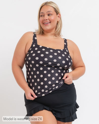 Retro Dot Square Neck Tankini Top