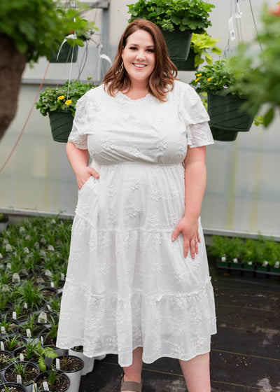 Rhea White Floral Embroidered Dress