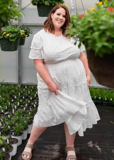 Rhea White Floral Embroidered Dress