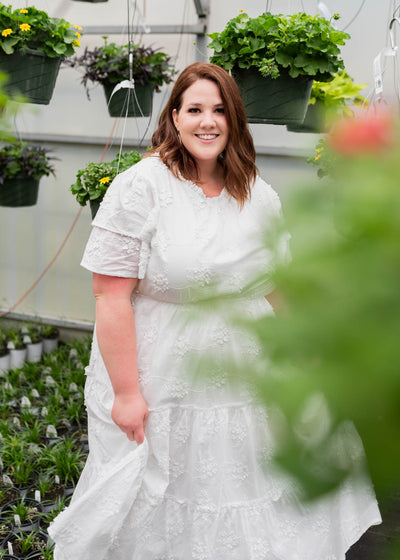 Rhea White Floral Embroidered Dress