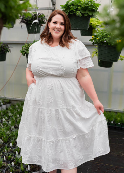 Rhea White Floral Embroidered Dress