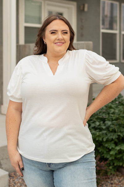 Plus size Rosa white top with short sleeves