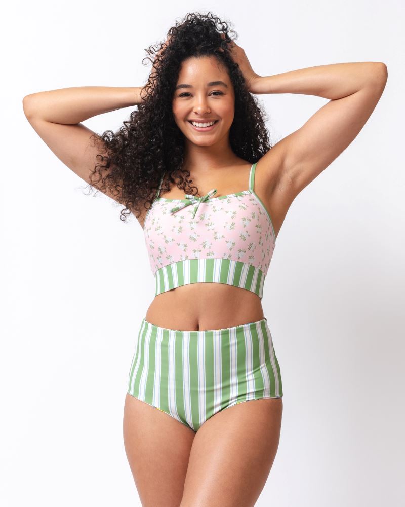 Somerset Floral/ Basil Stripe Reversible Ultra High-Waist Bottom